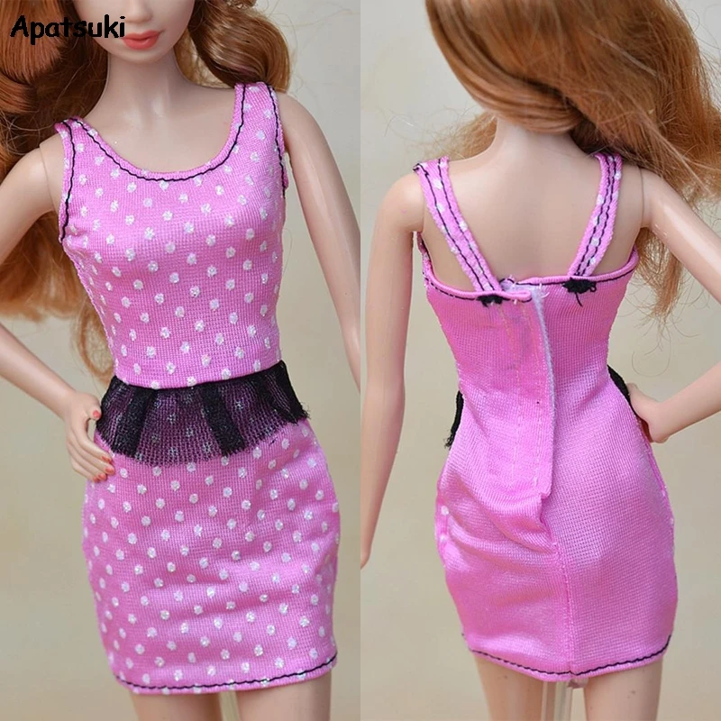 Розовое цельное вечернее платье тонкие повседневные платья для кукол Барби