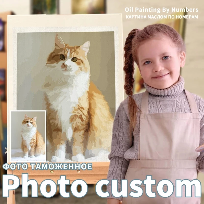 

Personalised Paint By Numbers Photo Custom DIY Oil Painting By Number Picture Drawing Canvas Portrait Family Children Pets Photo