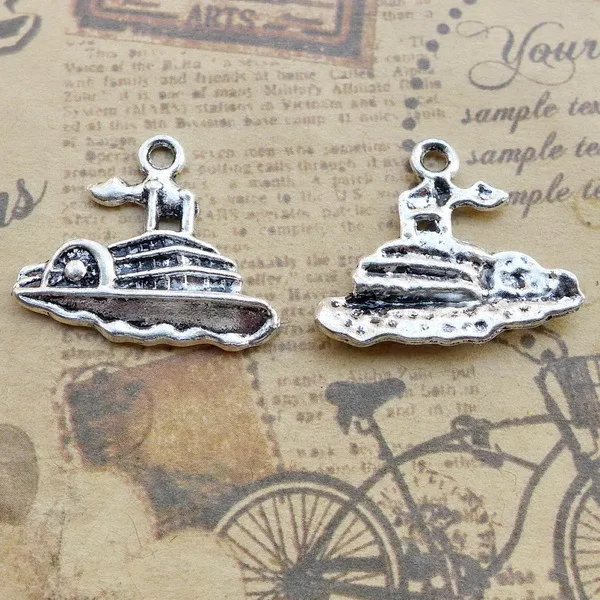 

Charm for making jewelry 10pcs 25x20mm antique silver color ferry charms