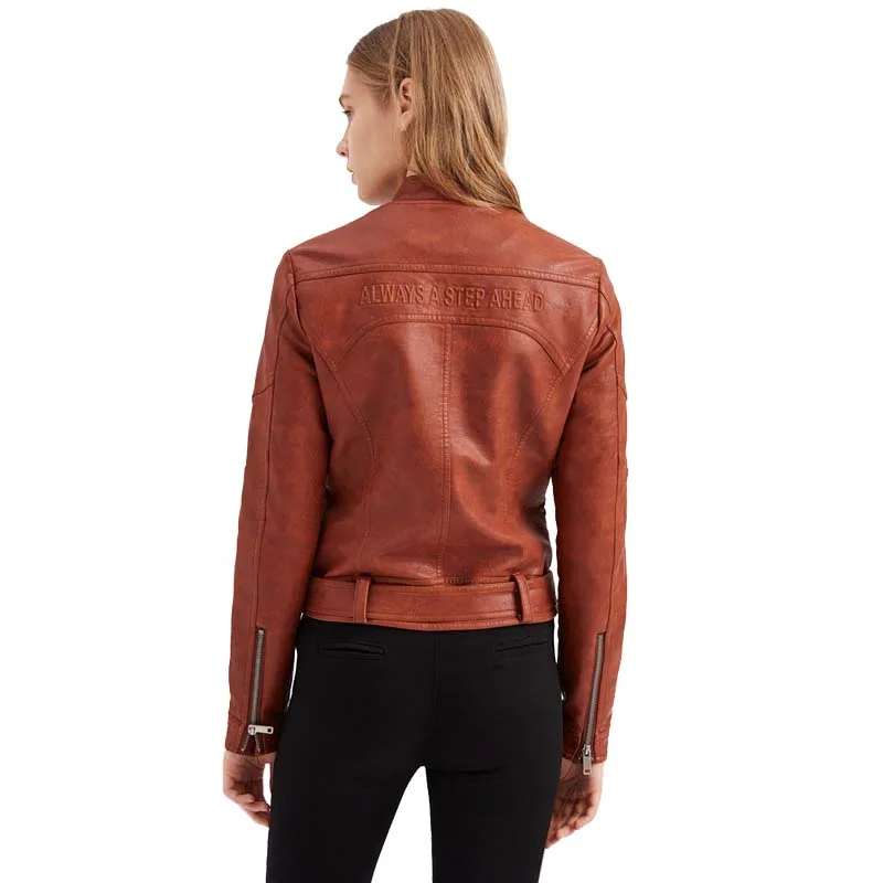 Pu Faux Leather Jacket Women Loose Sashes Casual Biker Jackets Outwear Female Top Autumn Zipper Pocket Black Leather Jacket Coat