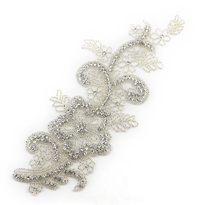 

Wholesale popular 3D silver and gold rhinestone applique for bride headdress and belt WRA-1022