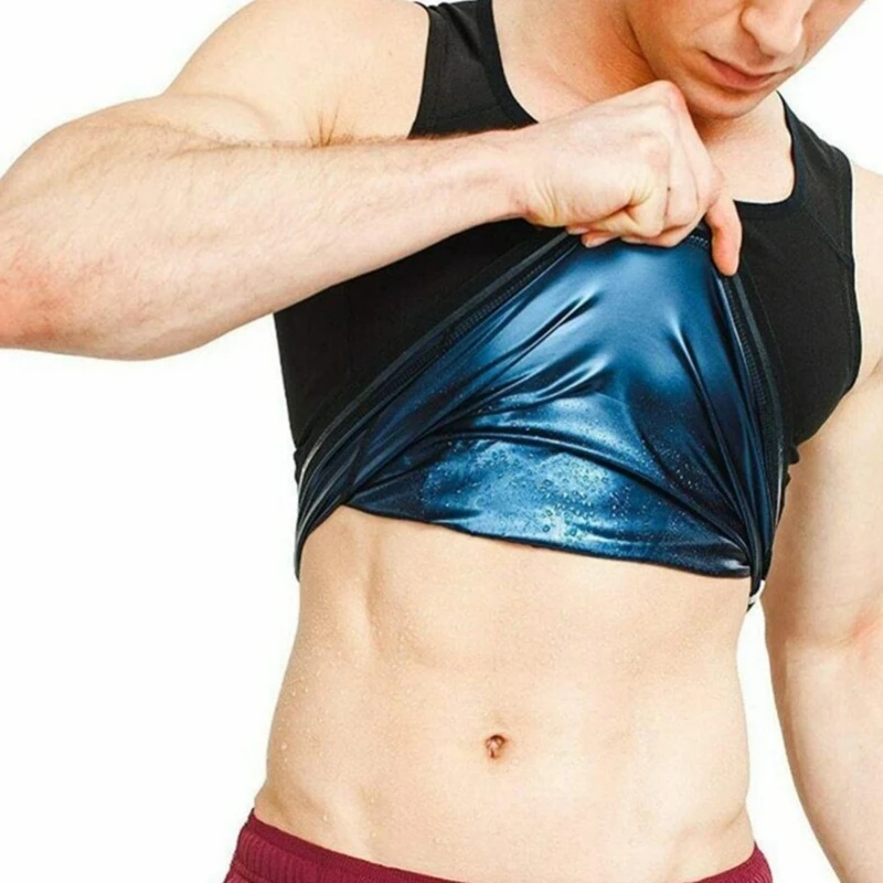 Мужской Черный Неопреновый жилет для сауны нагревательный утягивающий корсет