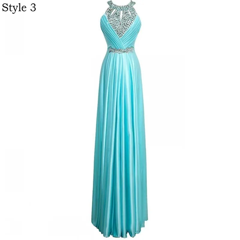[Clearance Sale] Chiffon Long Evening Dress Formal Dresses Evening Gown Elegant Beaded Boidce with Zipper Back