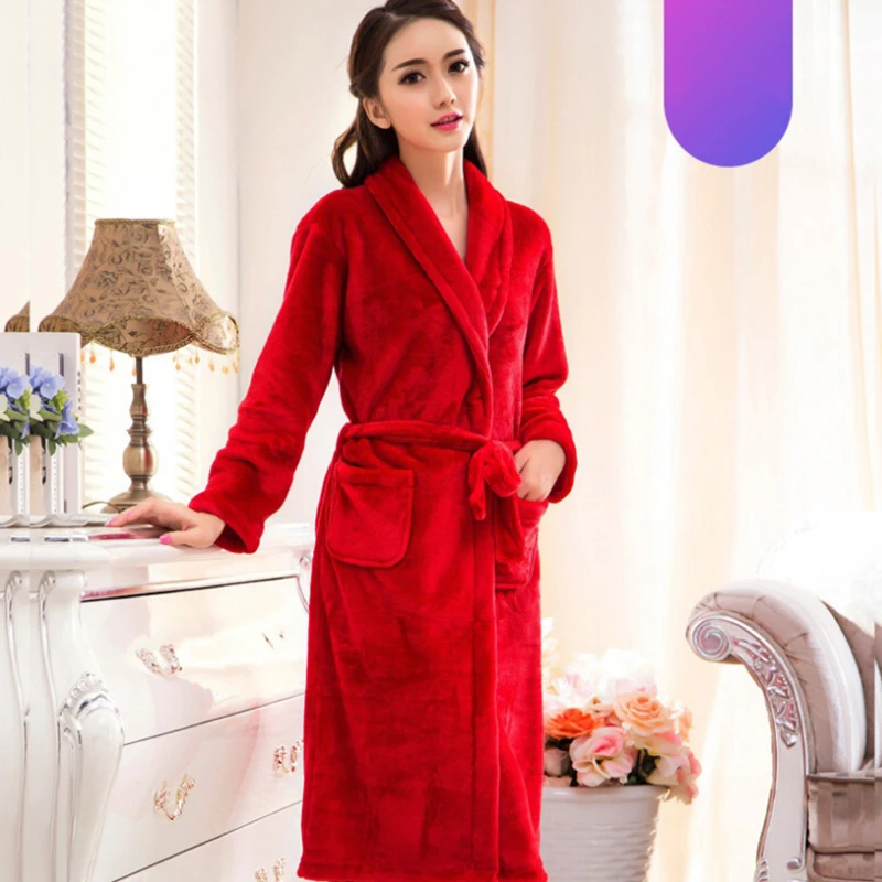 Зимний теплый халат из кораллового флиса женский ночная рубашка кимоно