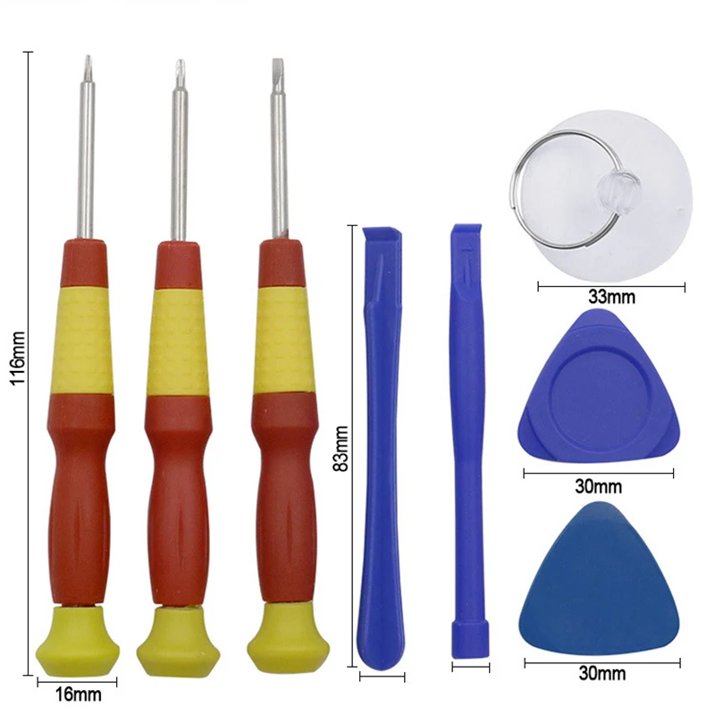 8 in 1 Repair Opening Tools Kit Pry Tool With 0.8 Pentalobe 1.5 Phillips 2.0 Slotted For iPhone 4G 5G 6G 6Plus Samsung 100 set |
