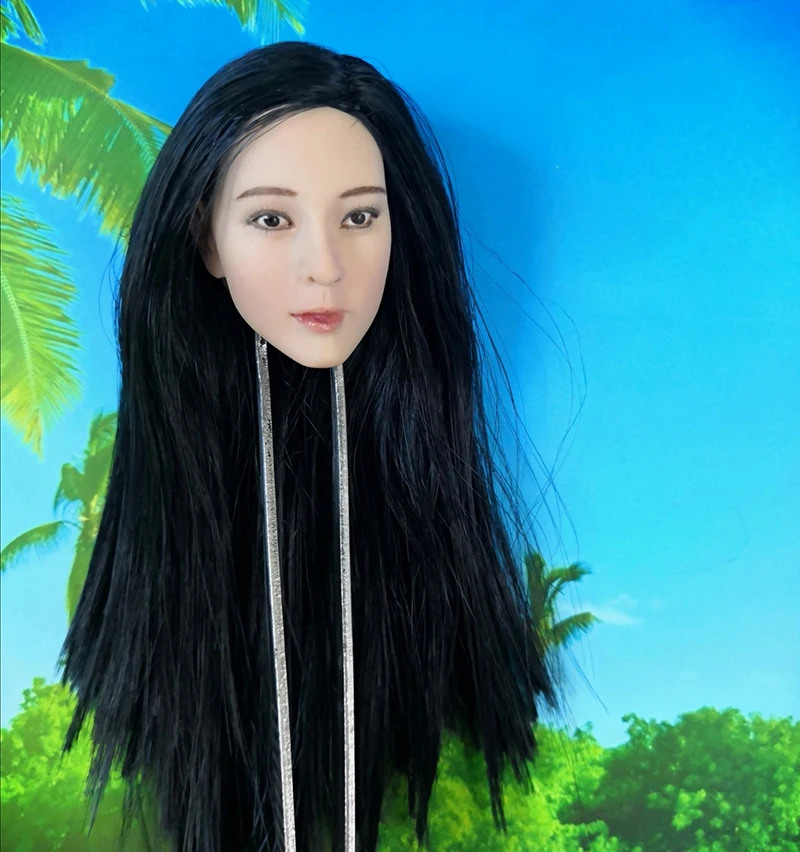Масштаб 1/6 женская голова девушки лепит черные длинные волосы для 12 дюймов