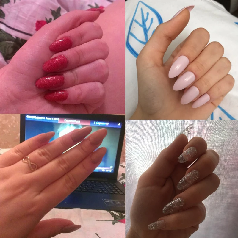 500 шт. овальные полные круглые зеркальные/натуральные/белые накладные ногти для