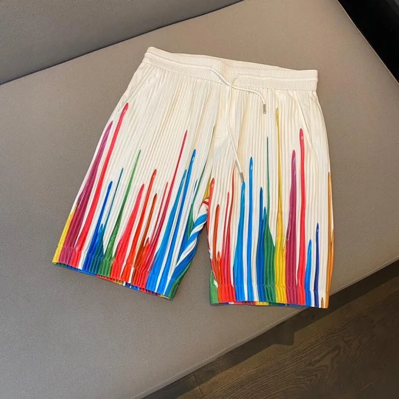 Designer Mens Summer Colorful Rainbow Printed Brand Elastic Waist Loose Fit Jogger Fitness Short Sweatpants Beach Shorts