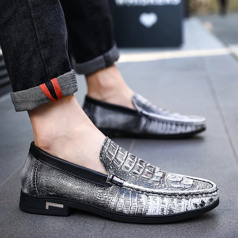 Casual Men Loafers Shoes Handmade Patina genuine Leather Mans Footwear Slip-On Flat shoes moccasins Zapato Hombre 5 | Обувь