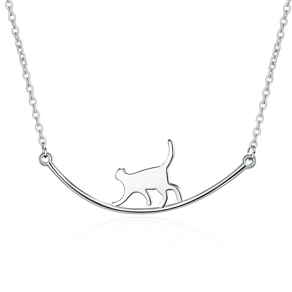 

Smooth Curved Smiling Cat Climbing Pole Short Necklace Ladies Clavicle Chain Necklace for Women Wholesale Bulk Initial Charms