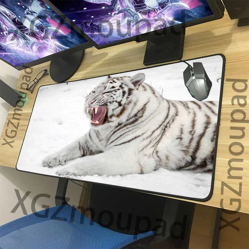 XGZ животные Сибирский тигр ревущий HD на заказ большой коврик для мыши черный