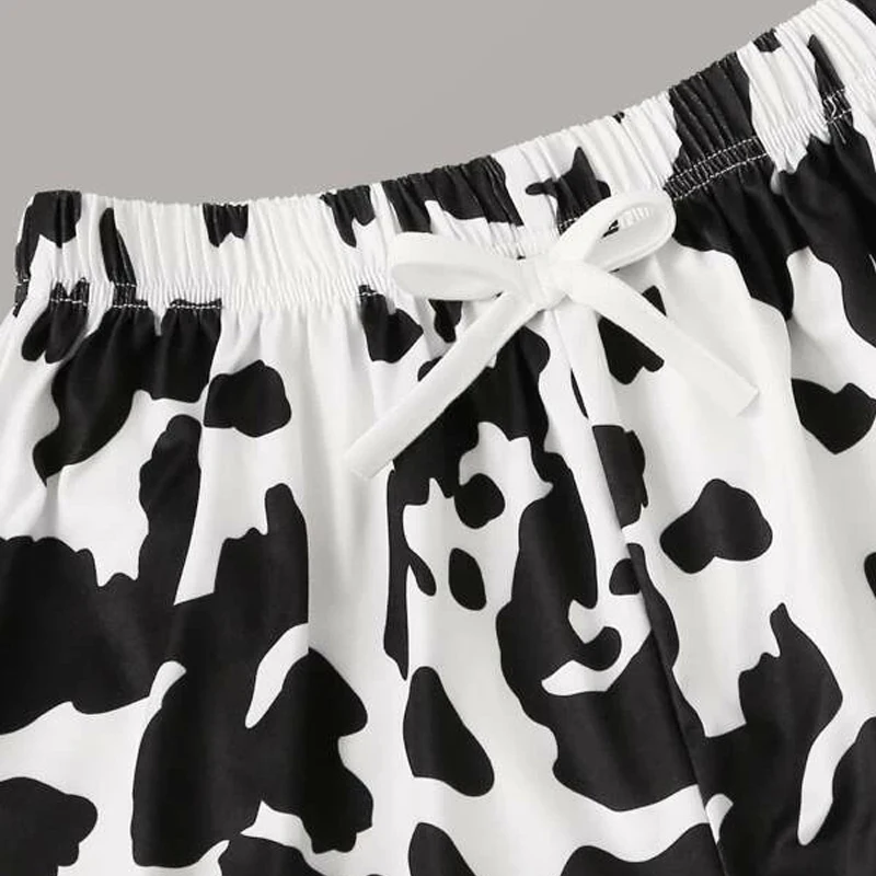 Женские пижамы с коротким рукавом повседневные хлопковые футболки и шорты