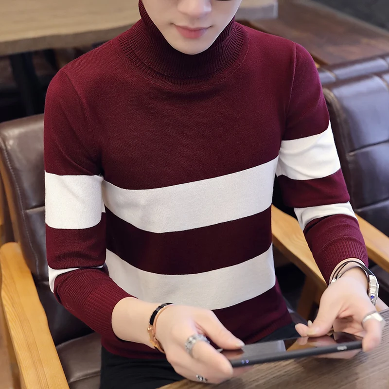 Men's Thick Turtleneck Pullover Sweater New High Collar for Men Chompas Para Hombre Fashion Slim Fit | Мужская одежда