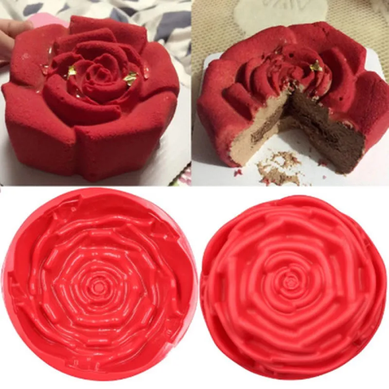 

Big Rose Flower Baking Tray Silicone Cake Mold Form Large Bakery Dish Bakeware Toast Bread Mould