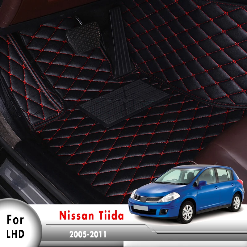 Кожаные коврики автомобильные аксессуары для интерьера Nissan Tiida 2005 2006 2007 2008 2009 2010