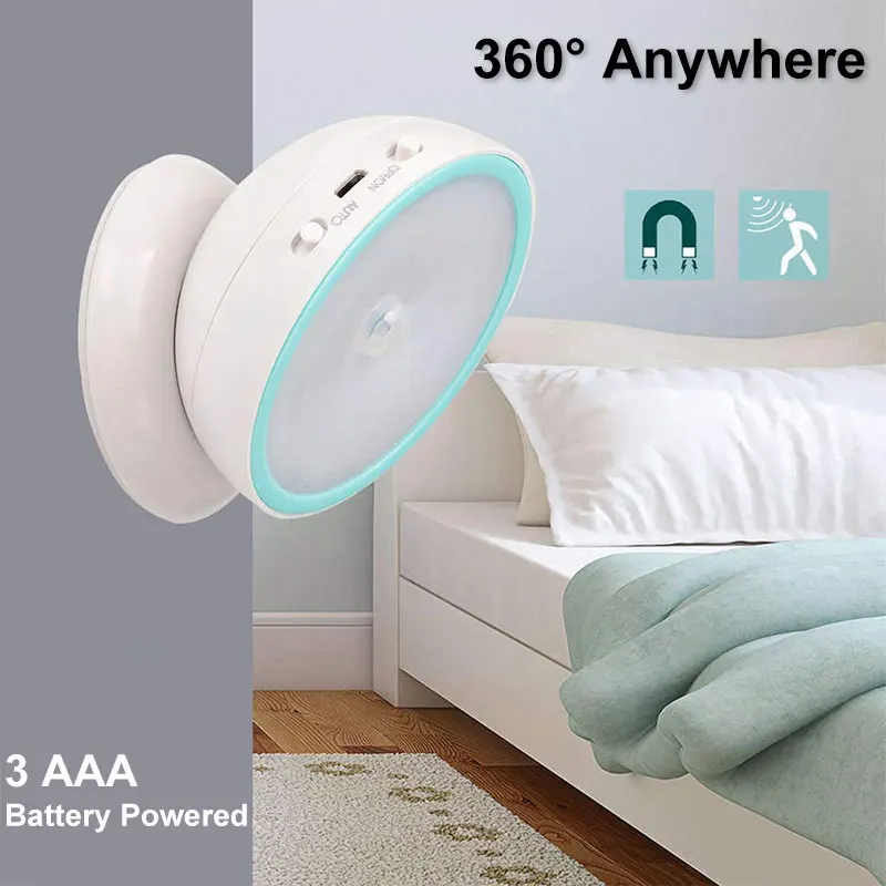 Светодиодный ночник с датчиком движения вращающийся на 360 градусов настенный