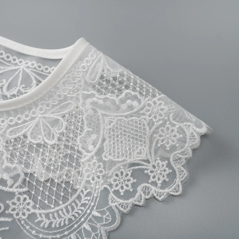 

Korean Bow Lace Shawl Women Hollow Cloak Summer Sunscreen Multifunctional Sweater Decorative Fake Collar Neck Guard Scarf Q6