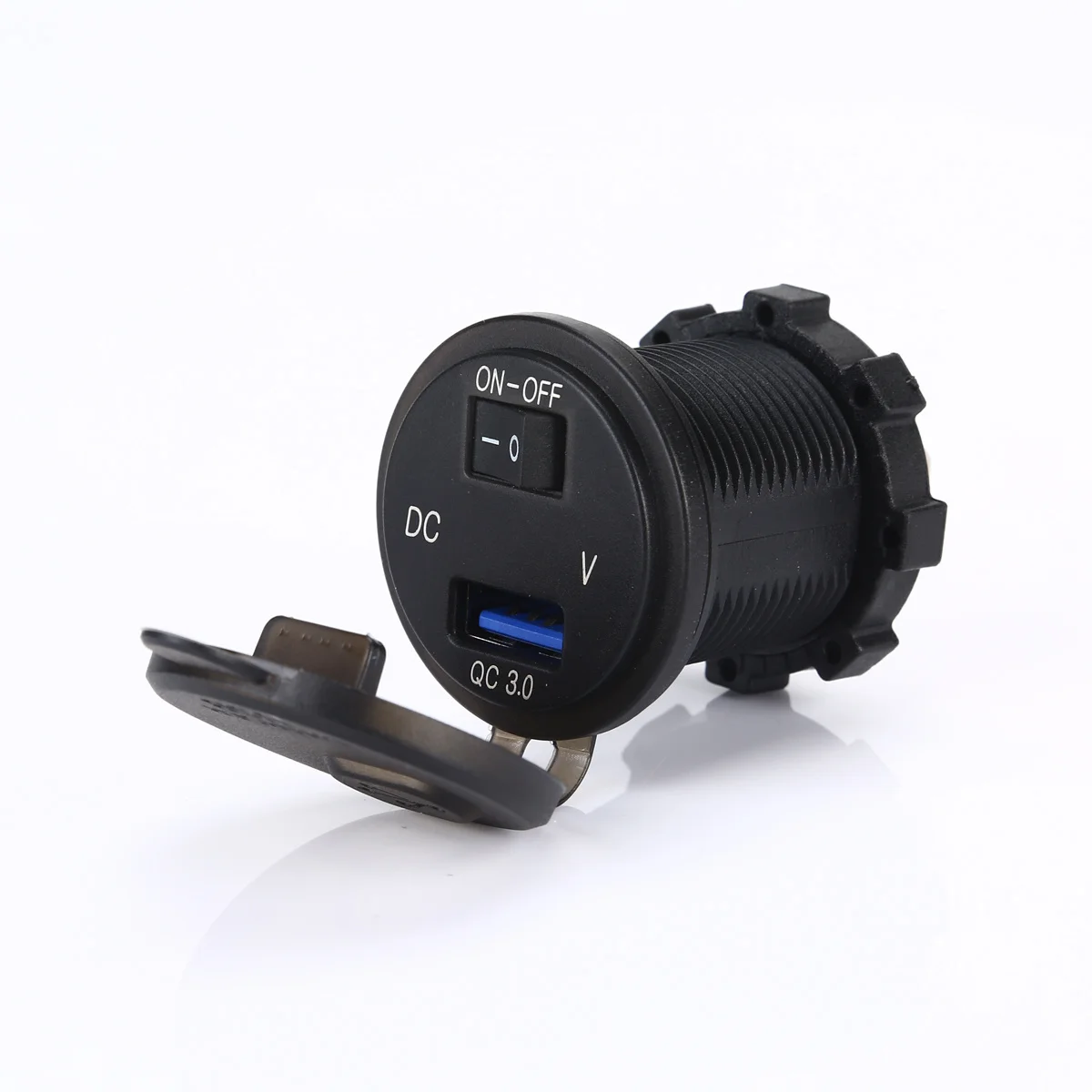 12V/24V QC3.0 Waterproof USB Fast Car Charger Socket Power Adapter Outlet With Switch and Voltmeter gauge for Boat Motorcycle |