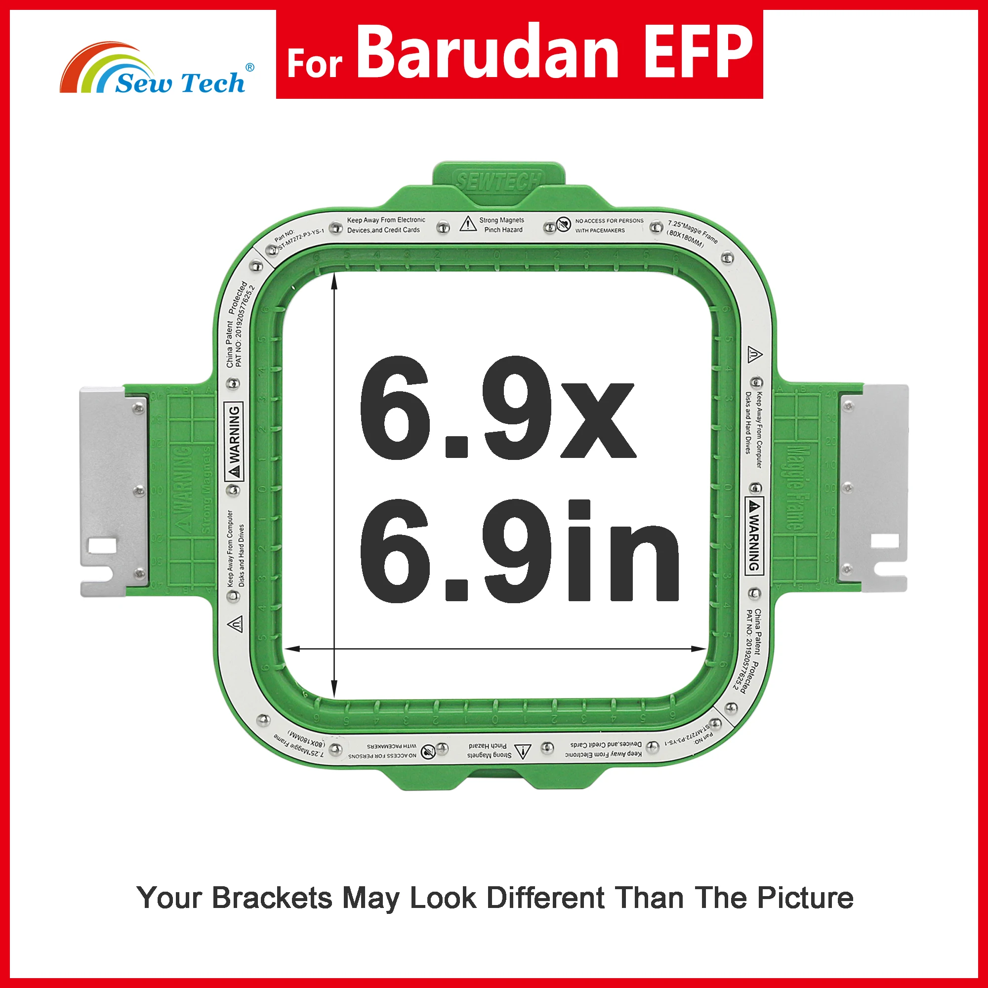 

Sew Tech Magnetic Hoop MaggieFrame for Barudan EFP, 6.9x6.9in / 175x175mm Embroidery Machine Mighty Magnet Frame