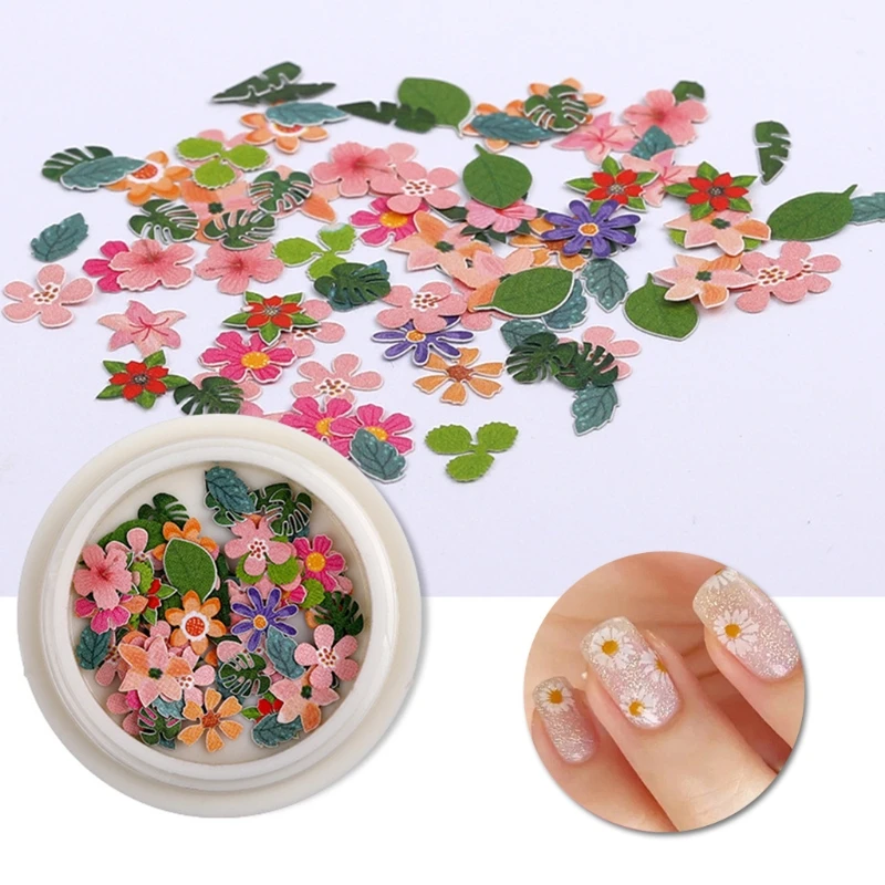 

1 Set 9 Styles Wood Pulp Sheets DIY 3D Flower Nail Decal Stickers Art Handcraft