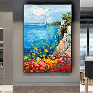 The Mediterranean Sea Landscape picture Handmade oil painting Seascape canvas wall Painting for Home Wall Artwork decor salon