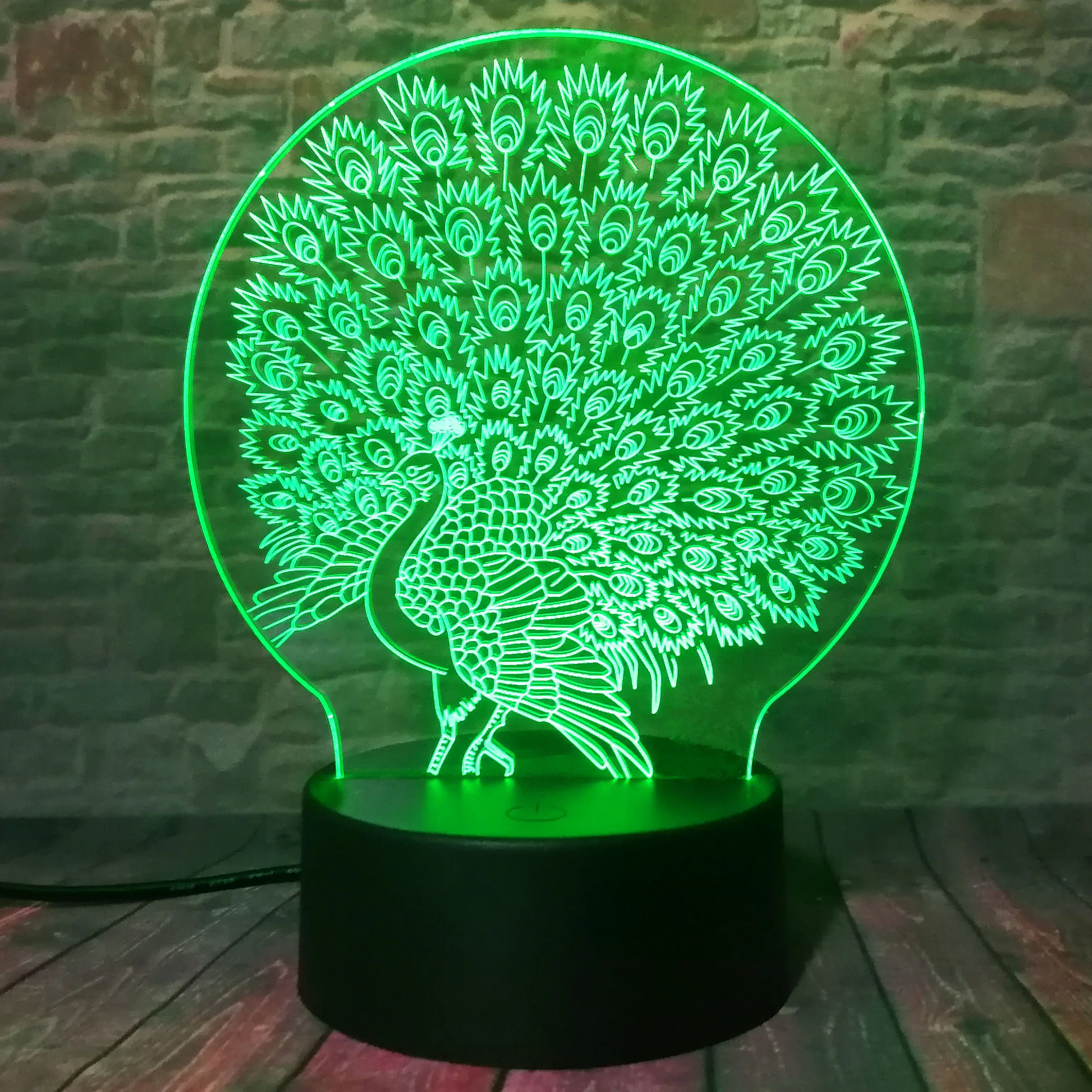 Новинка люминирия красивый павлин открытый экран настольные ночники