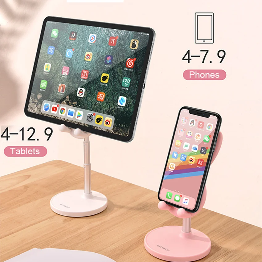 pink cute cell phone stand universal adjustable desk phone holder desktop tablet holder stand for iphoneipadoneplus huawei free global shipping