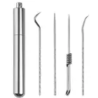 5 шт.набор, портативные зубочистки из нержавеющей стали