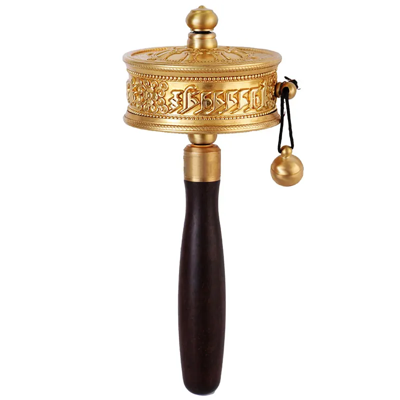 Hand-Cranked Pure Copper Six-Character Mantra Tibetan Tantra Buddhism Turned Cylinder Instrument
