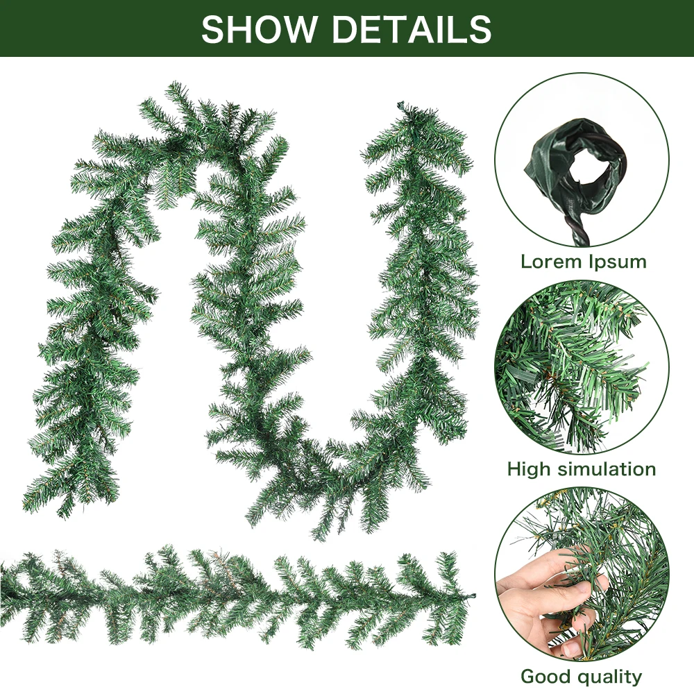 Креативная искусственная зеленая Рождественская гирлянда венок украшение для