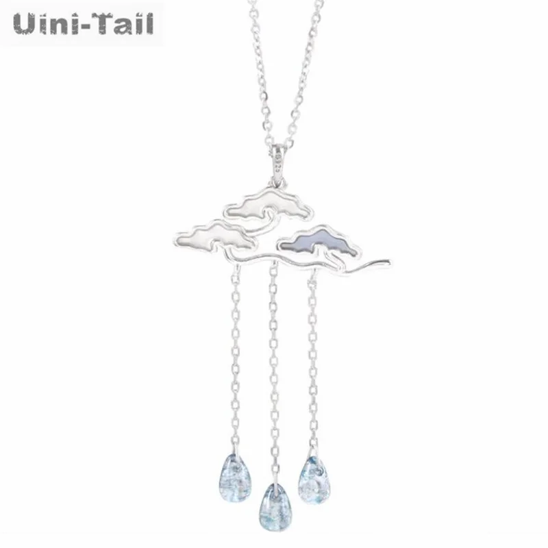 

Uini-Tail hot new 925 sterling silver cloud raindrop tassel necklace niche temperament trendy flow sense high-quality jewelry