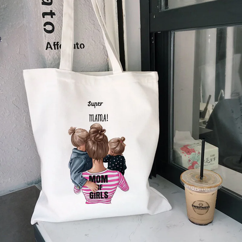 Холщовые сумки с принтом Super Mom на ремне Теплые Семейные сумки-мессенджеры в стиле