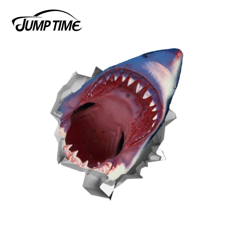 

Прыгать время 13 см x 11,3 см Angry наклейка в виде акулы стены трещины бампер наклейка Смешные автомобильные наклейки окна ствол животного 3D стай...