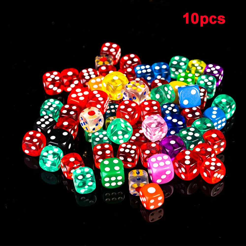 

10PCS 6 Sided Portable Table Games Dice 14MM Acrylic Round Corner Board Game Dice Party Gambling Game Cubes Digital Dices