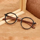 AZB деревянная оправа для очков Для мужчин Для женщин Для мужчин Круглый Винтаж близорукость очки по рецепту высокое Оправы для очков прозрачными линзами, очки