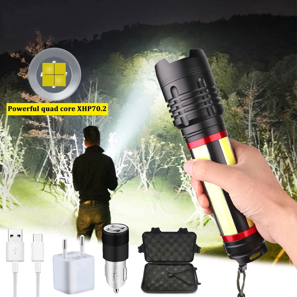 USB Перезаряжаемый 5 * T6 светодиодный фонарик Фонарь COB масштабируемый фонарь a XHP70.2