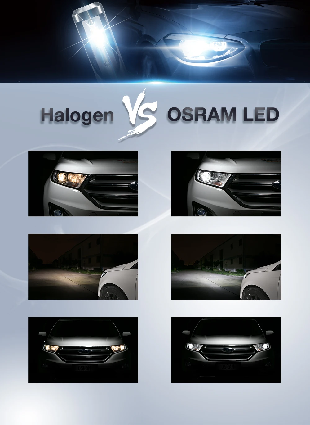 Лампа Ксеноновая OSRAM H7 светодиодный фар автомобиля H11 H1 H4 светодиодный лампы HB4 HB3 9005 9006 светодиодный фар автомобиля лампы 12v 19 Вт 6000K увеличить яркость 50