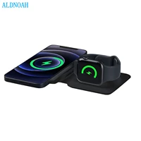 aldnoah new 2 in1 dual magnetic wireless charger for iphone12 propro maxmini charger 15w fast charging for airpods watch