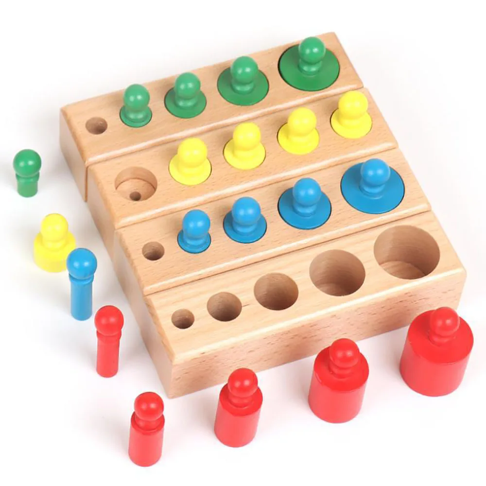

Wooden Development Practice Senses Toy Cylinder Socket Puzzles Toy Kid Montessori Socket Puzzles Math Training Brain Teaser Toys
