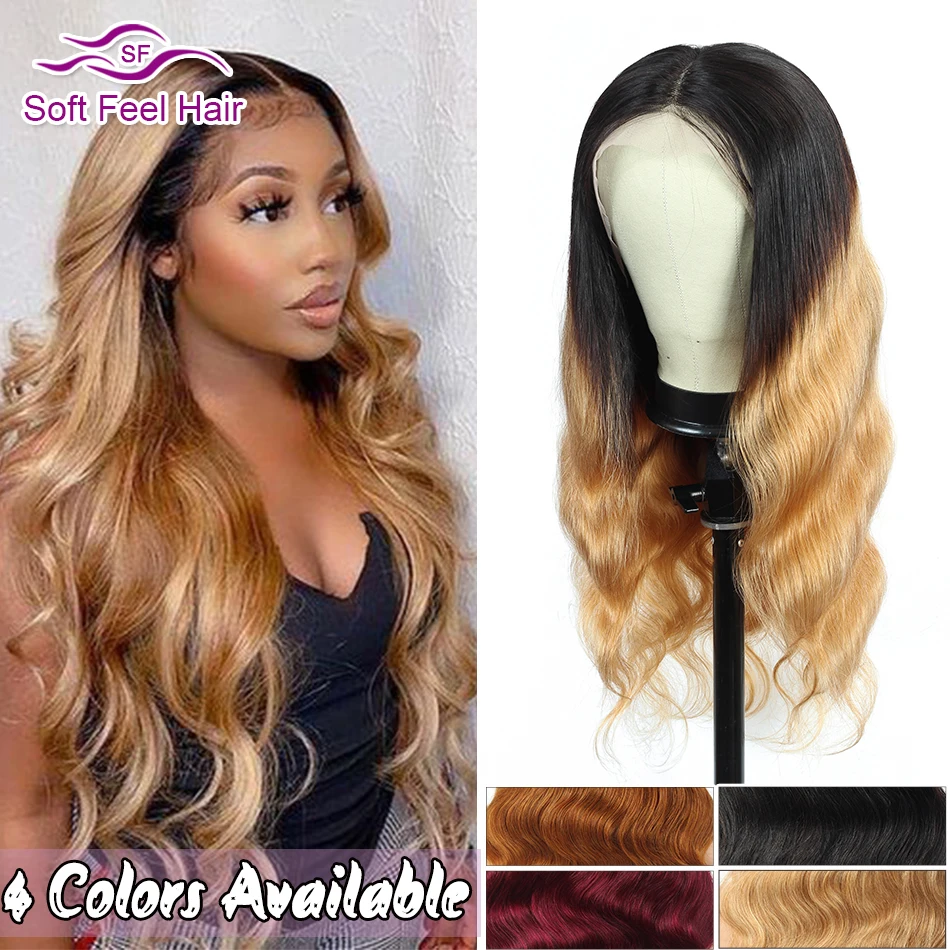 Ombre Transparent 13x4 Lace Front Wigs Glueless 4x4 Lace Closure Human Hair Wigs 1B 99J Blond Brown Brazilian Wig Soft Feel Hair