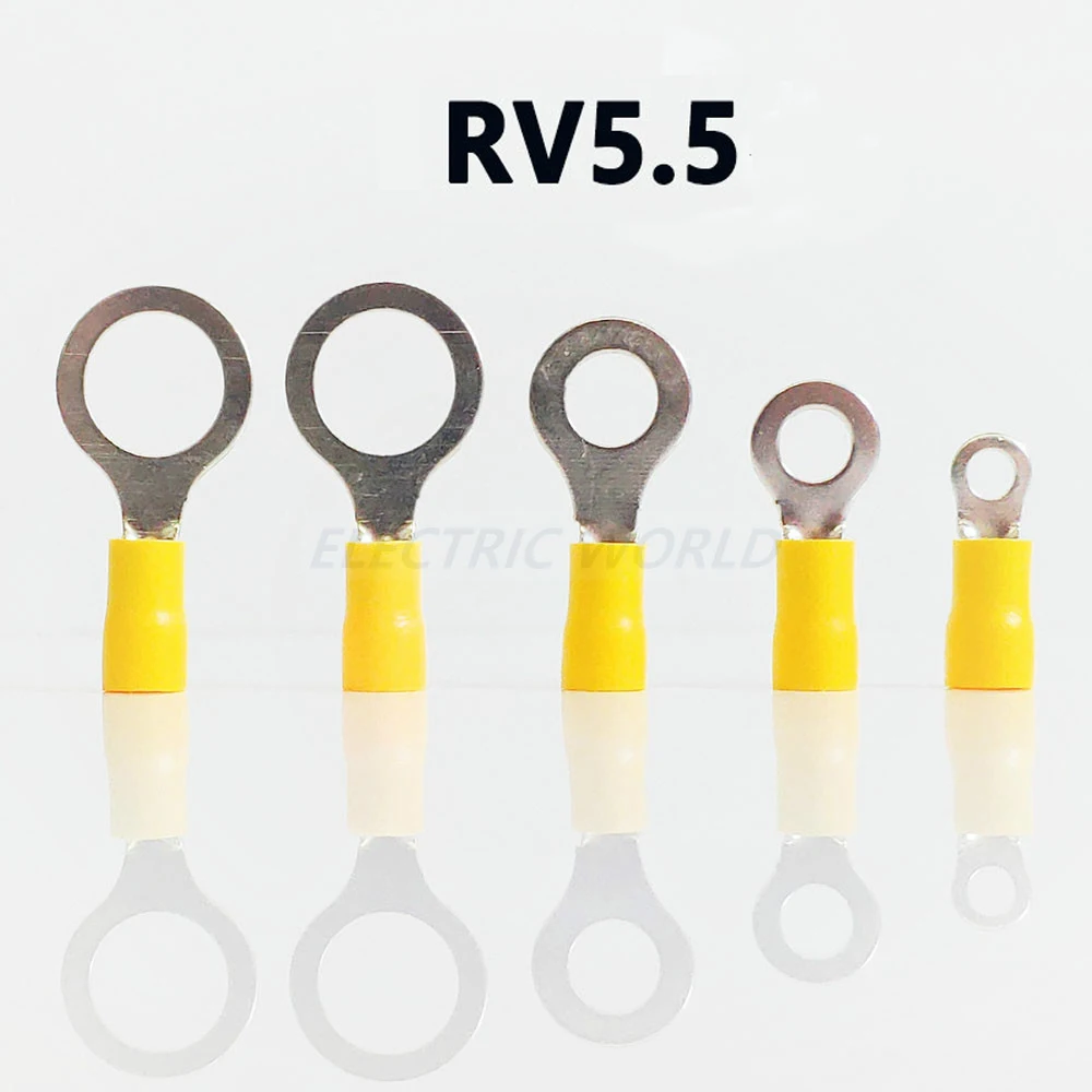 

100pcs Wire connector Ring insulated terminal Insulation Terminal RV5.5-4 RV5.5-6 RV5.5-8 Wire Cable Connector wire terminal