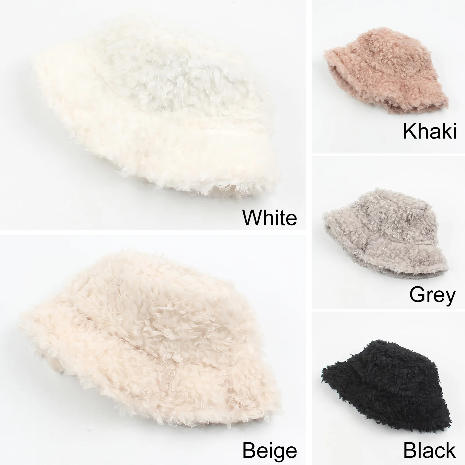 

Autumn Winter Women Bucket Hat Faux Fur Fluffy Windproof Hats Solid Sunbonnet Casual Cap