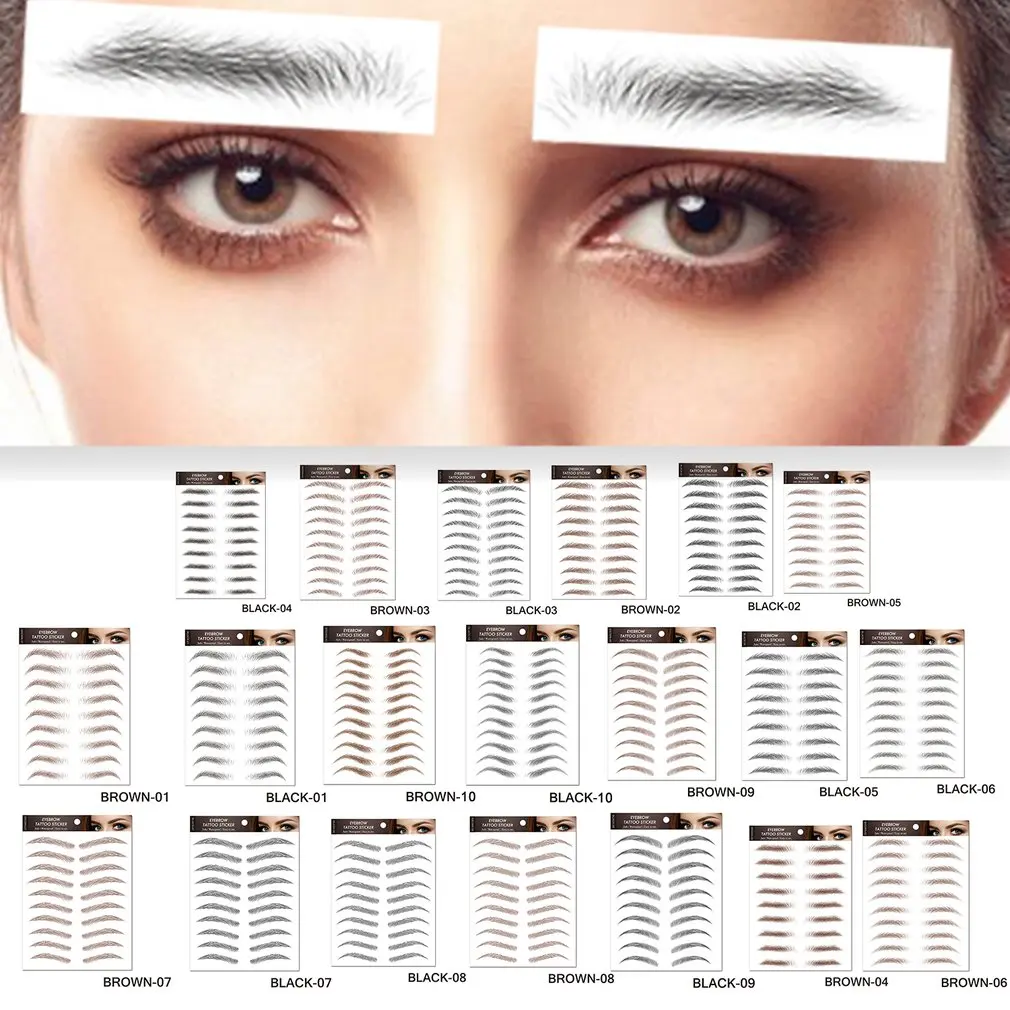 

Bionic Eyebrow Stickers Simulation Waterproof Eyebrow Stickers Black Brown Water Transfer Sticker Ornaments 20 type