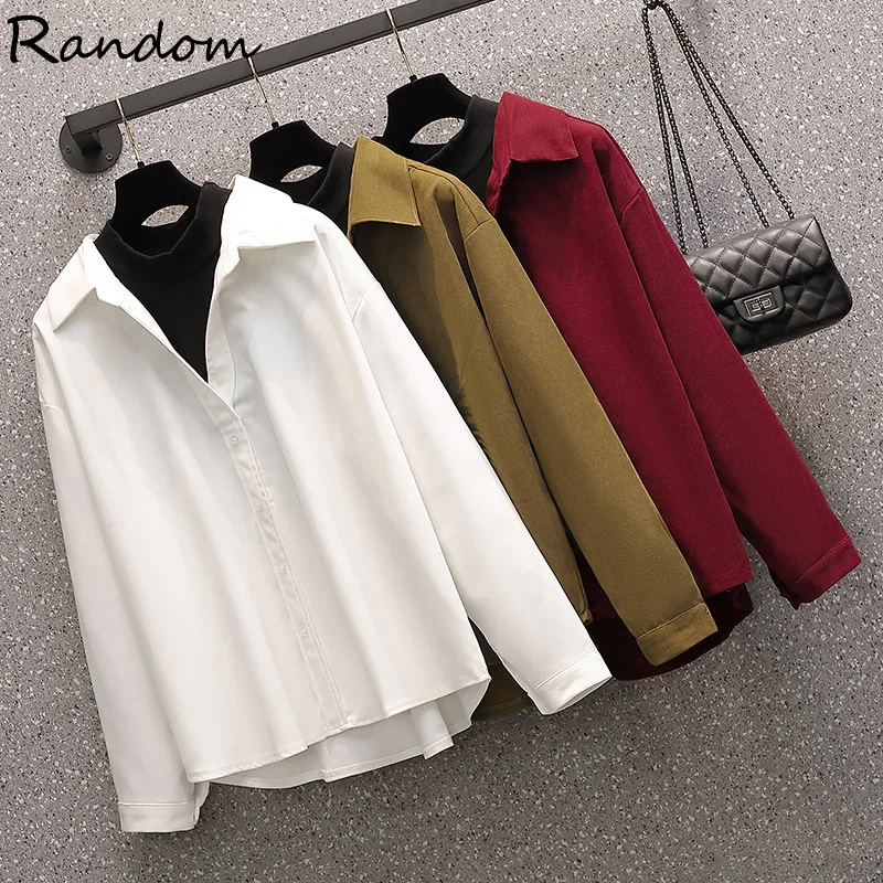 

Женская хлопковая блузка на пуговицах, с длинным рукавом