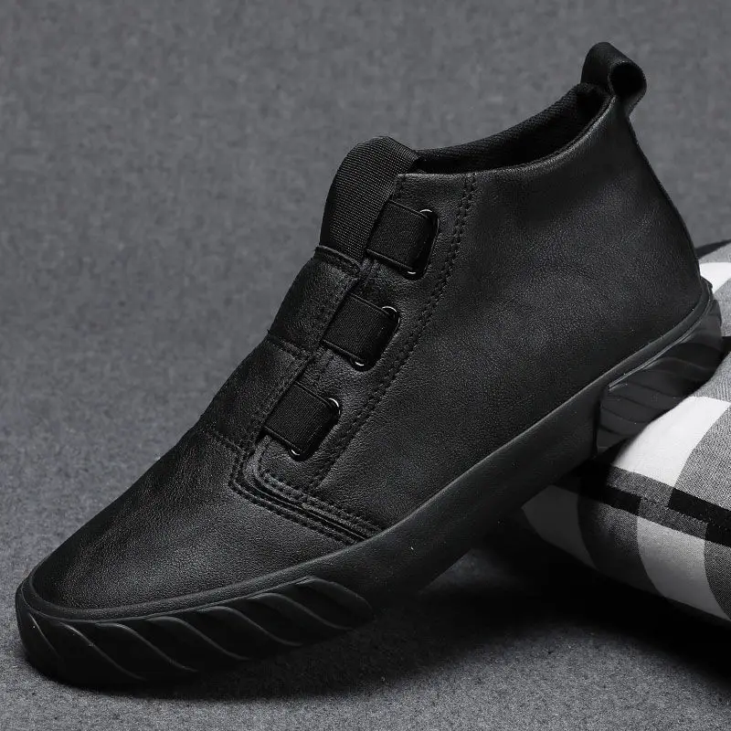 Новинка Сезон осень Повседневные кожаные туфли с высоким берцем Мужская обувь