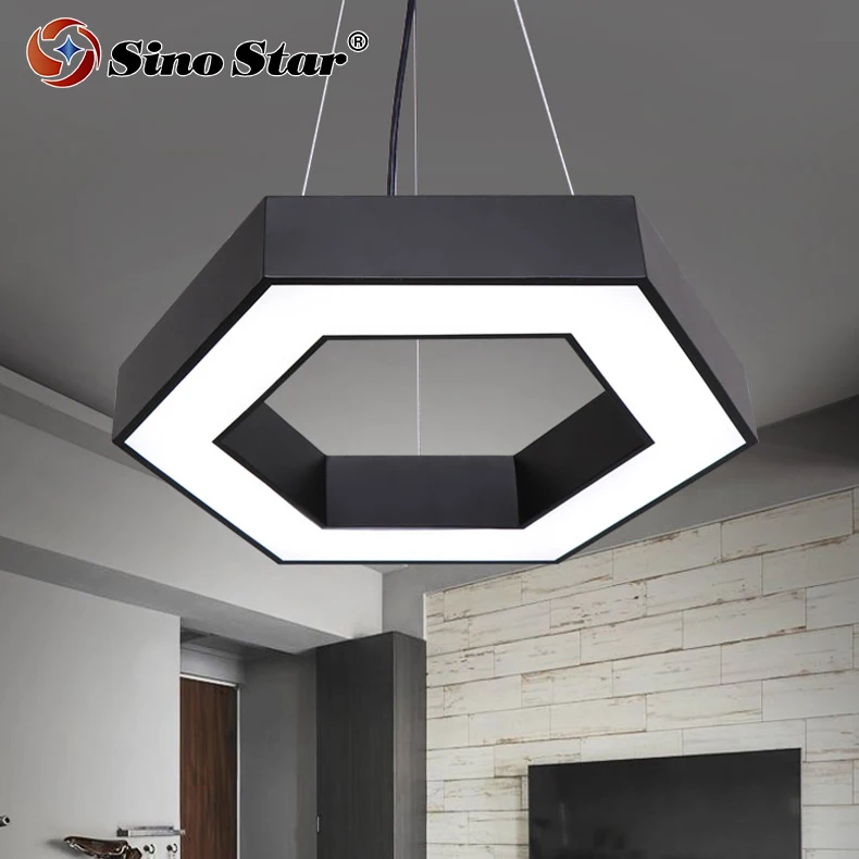 

YSD-3948 Simple modern LED chandelier creative square hollow solid office Internet cafe barber shop studio shop with black white