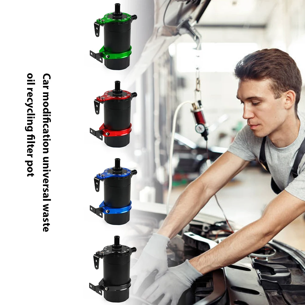 

Universal Car Oil Pot Breathable Oil Catch Can Recycling Filter Tank Car Modified Engine Gasoline Pot Accessories
