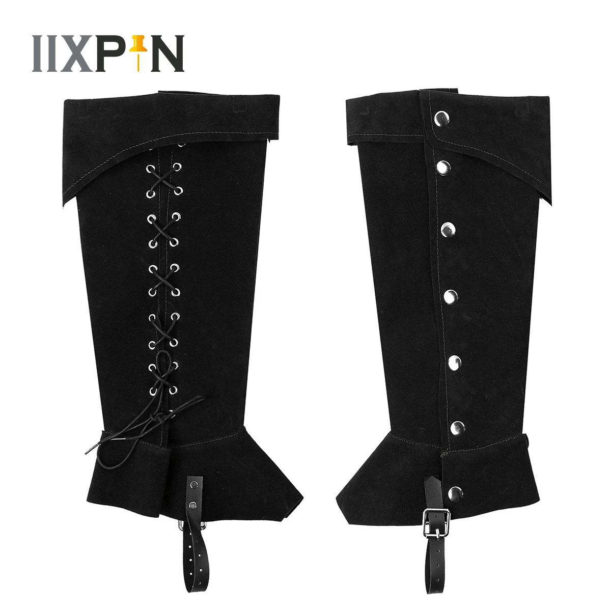 Steampunk Vintage Pirate Boot Shoes Cover Leg Armor Leather Lace Up Buckle Boots Case Medieval Boot Spats Hiking Shin Foot Guard