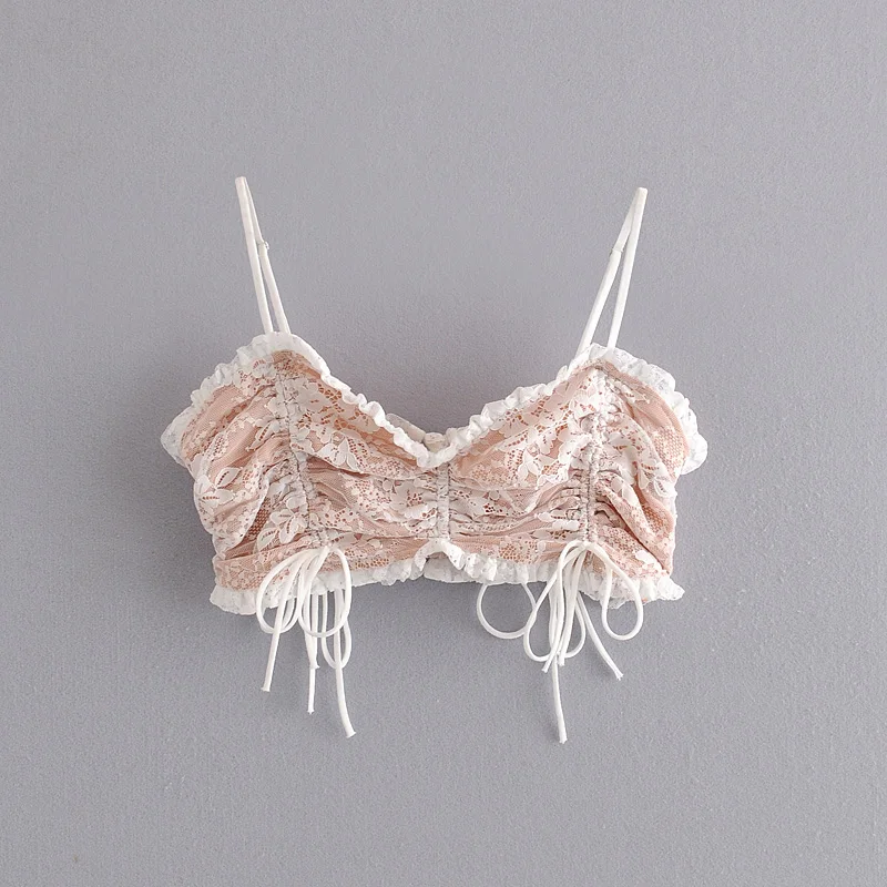 Майка женская на молнии Модный укороченный топ со шнуровкой с открытой спиной