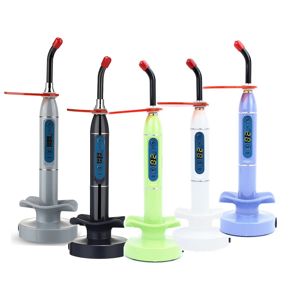 1Set LED Curing Light Lamp Machine 2000MW Resin Cure Dental Equipment 5s/3mm Curing 2200mAh Battery 10W Wireless Cordless